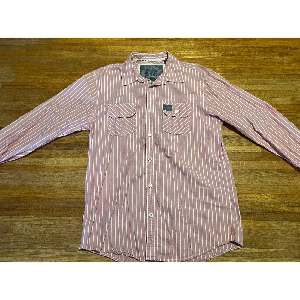Slade Wilder Men Medium Pink Stripe Long Sleeve Button Down Collar‎ Pocket Shirt
